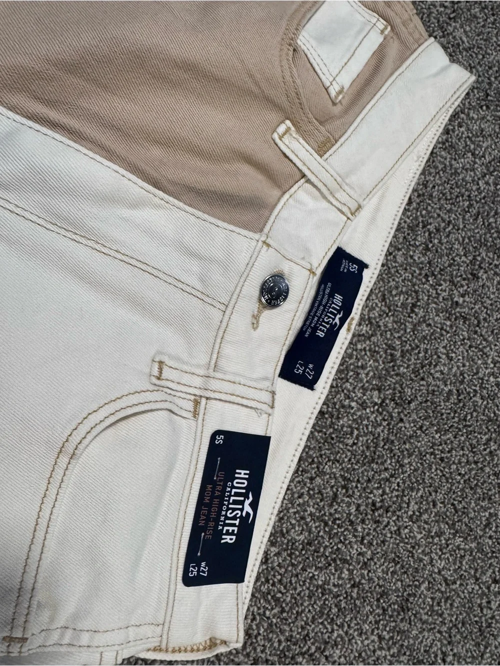 Hollister Womens Two-Tone Pants in Tan & Cream